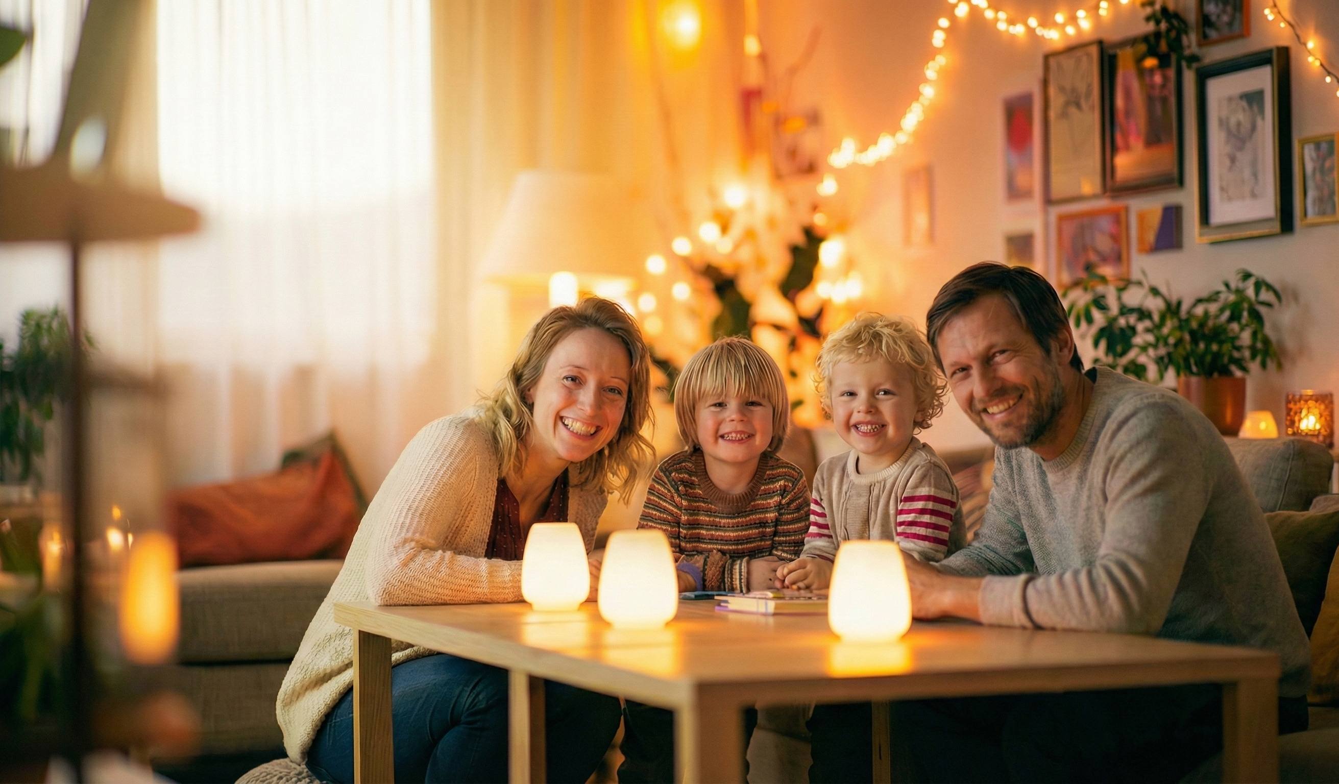 Glückliche Familie im vertrauensvollen Gespräch als Symbol für demokratische Werte im Familienalltag